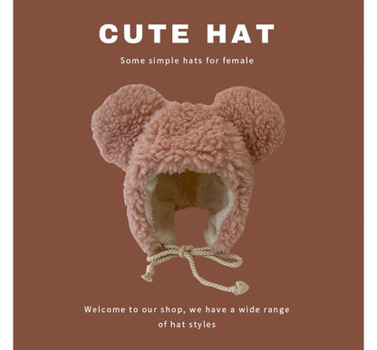Ear Fluffy Bear Hat Trapper