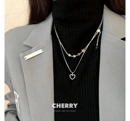 ハートペンダント合金チョーカーセットネックレススター/