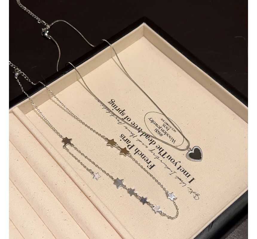 ハートペンダント合金チョーカーセットネックレススター/