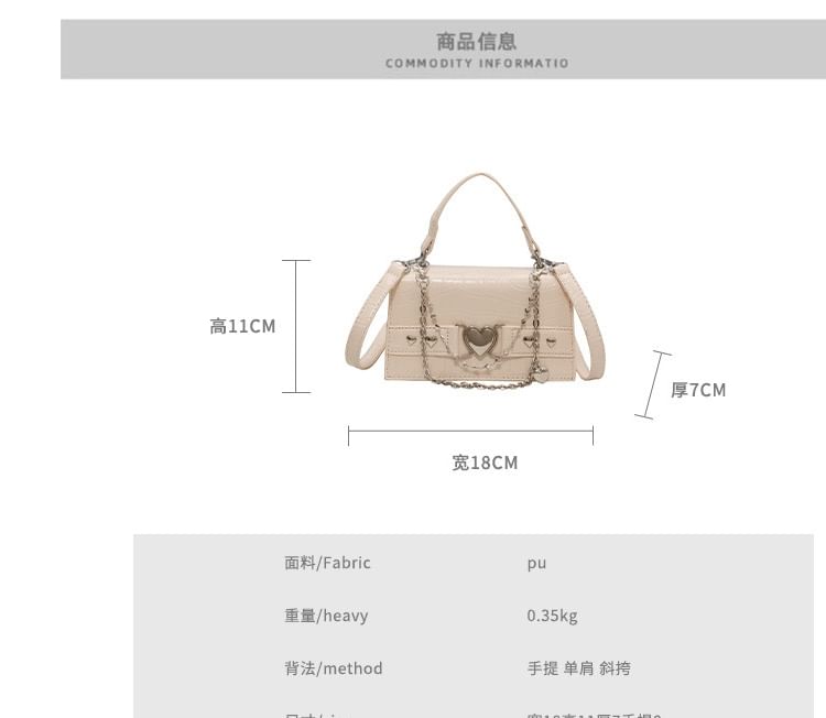 Bag Grain Buckled Croc Flap Crossbody Heart