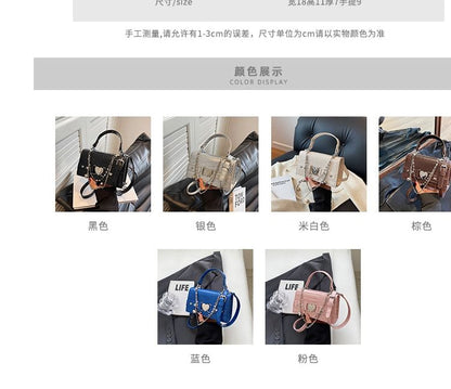 Bag Grain Buckled Croc Flap Crossbody Heart