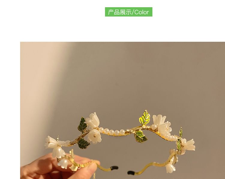 Stirnband mit Blumen- und Kunstperlen