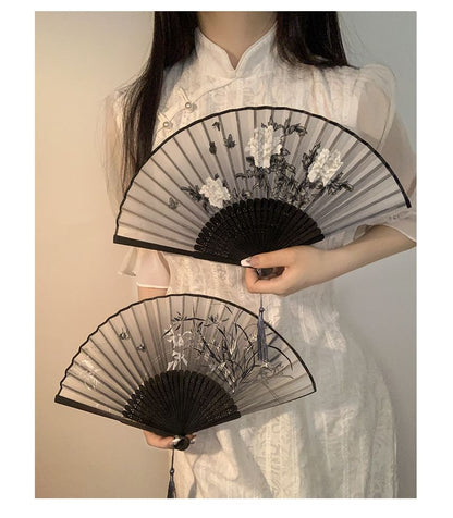 Fabric Hand (Various Floral Designs) Fan Foldable