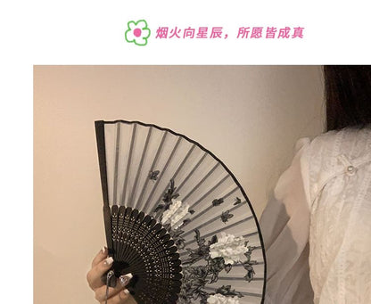 Fabric Hand (Various Floral Designs) Fan Foldable