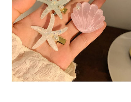 Starfish Clip Faux Hair Resin / Pearl Shell