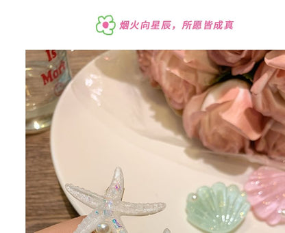 Starfish Clip Faux Hair Resin / Pearl Shell