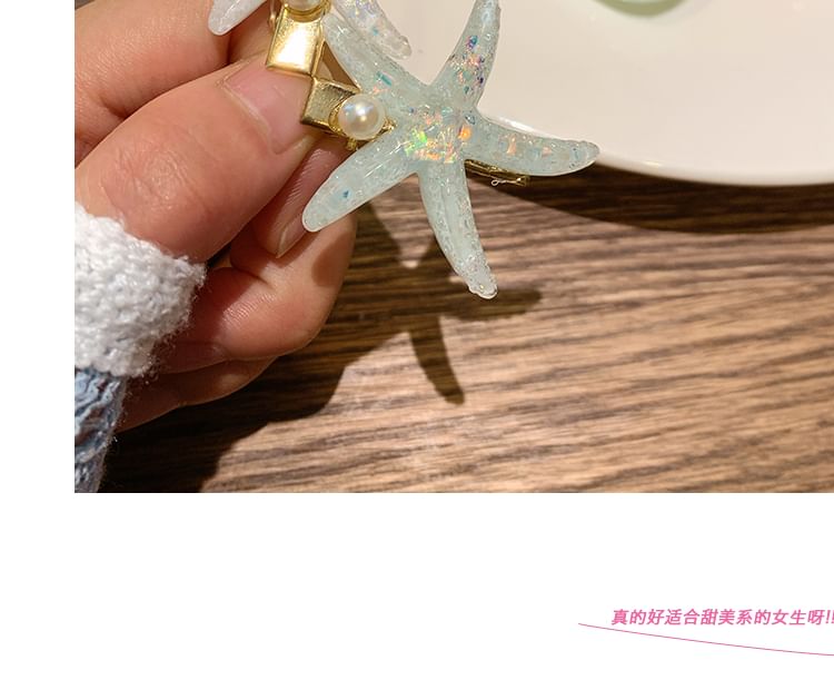 Starfish Clip Faux Hair Resin / Pearl Shell