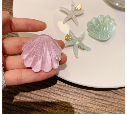 Starfish Clip Faux Hair Resin / Pearl Shell