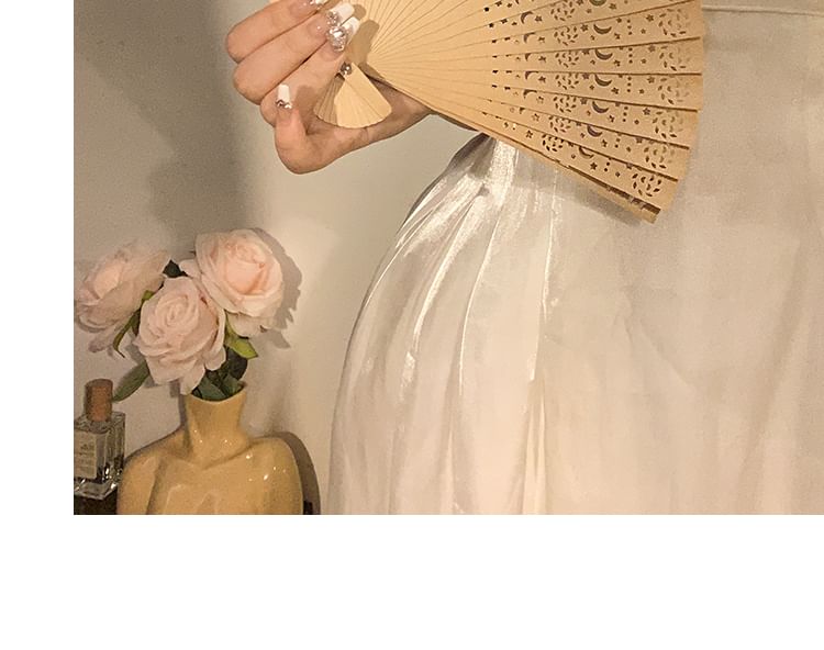 Wooden Foldable Fan Cutout Hand