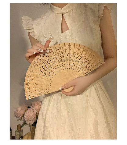 Wooden Foldable Fan Cutout Hand