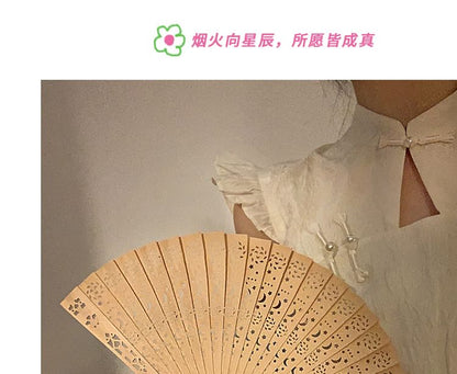 Wooden Foldable Fan Cutout Hand