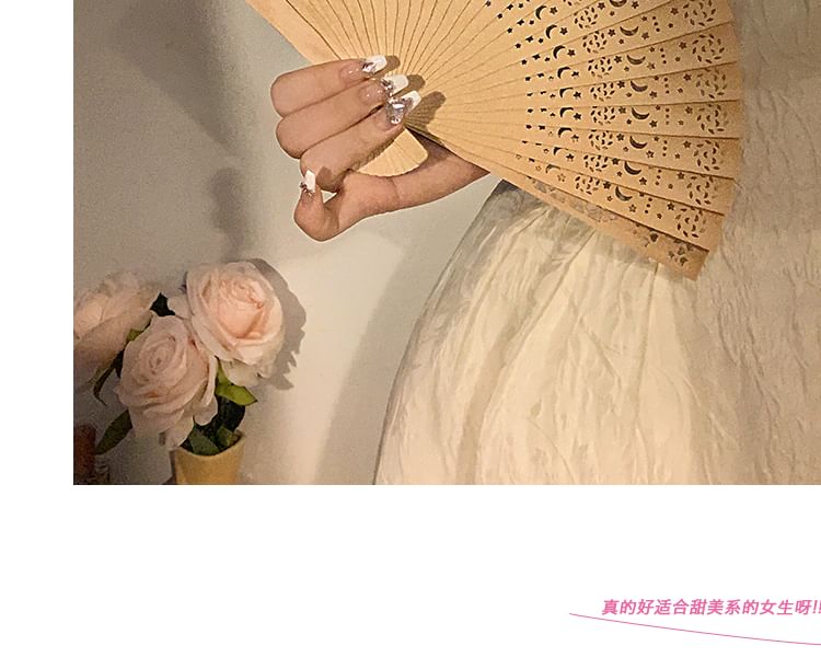 Wooden Foldable Fan Cutout Hand