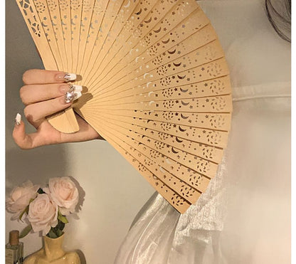 Wooden Foldable Fan Cutout Hand