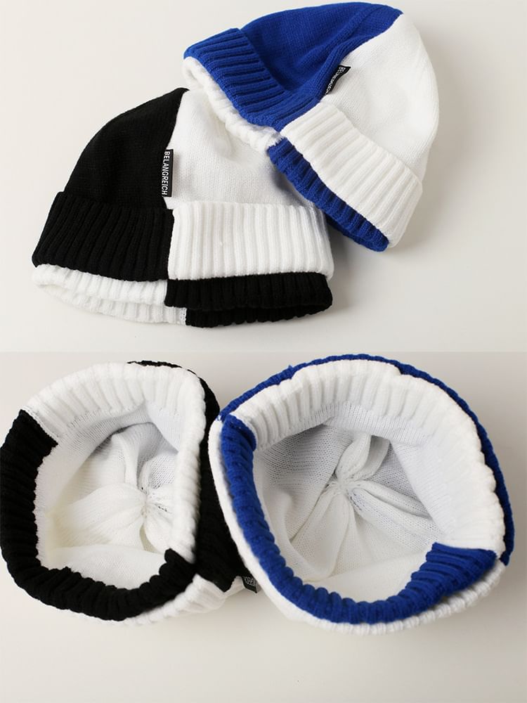 Bonnet tricoté bicolore
