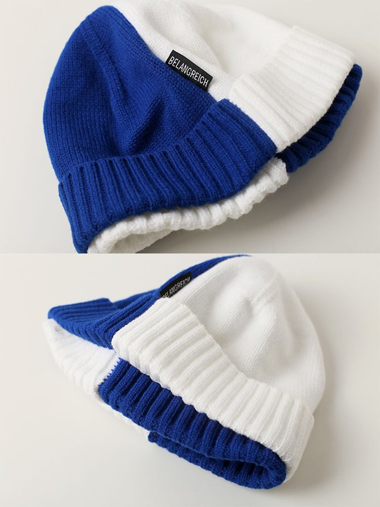 Bonnet tricoté bicolore