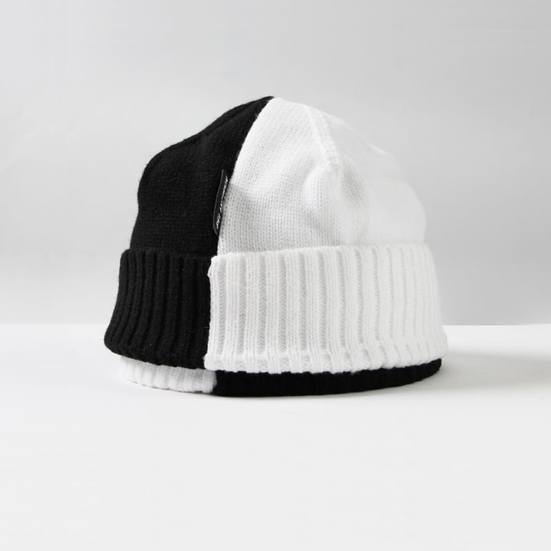 Bonnet tricoté bicolore