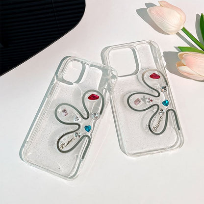 Floral Phone Case Rhinestone