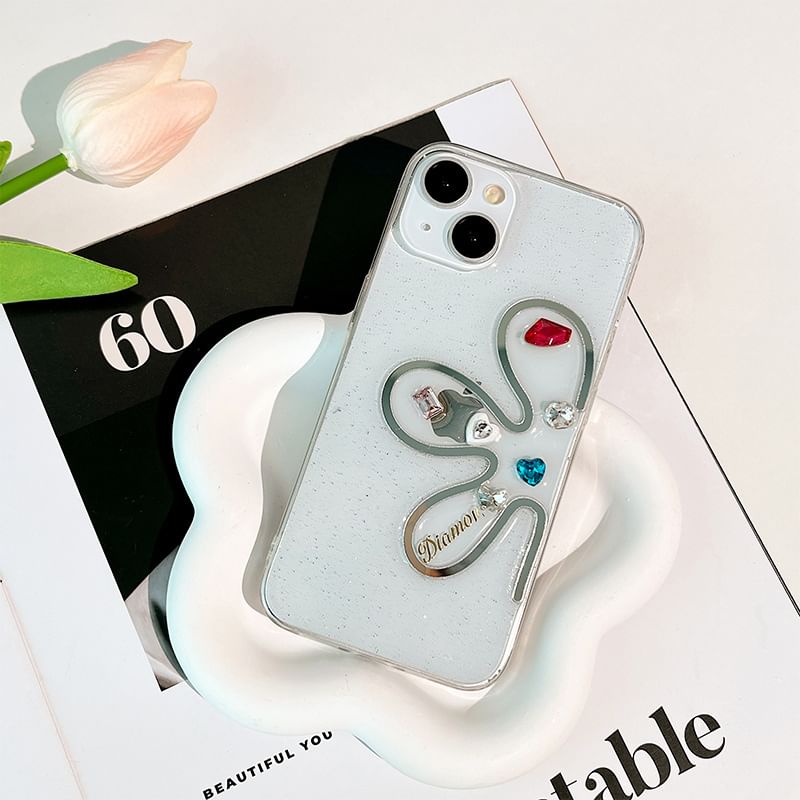 Floral Phone Case Rhinestone