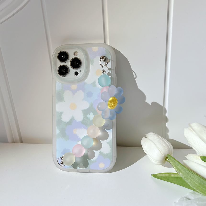 Handyhülle mit Gurt und Blumenmuster