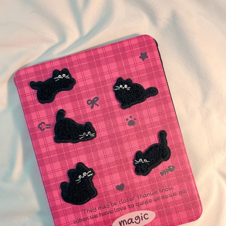 iPad-Hülle mit Katzen-Plaid