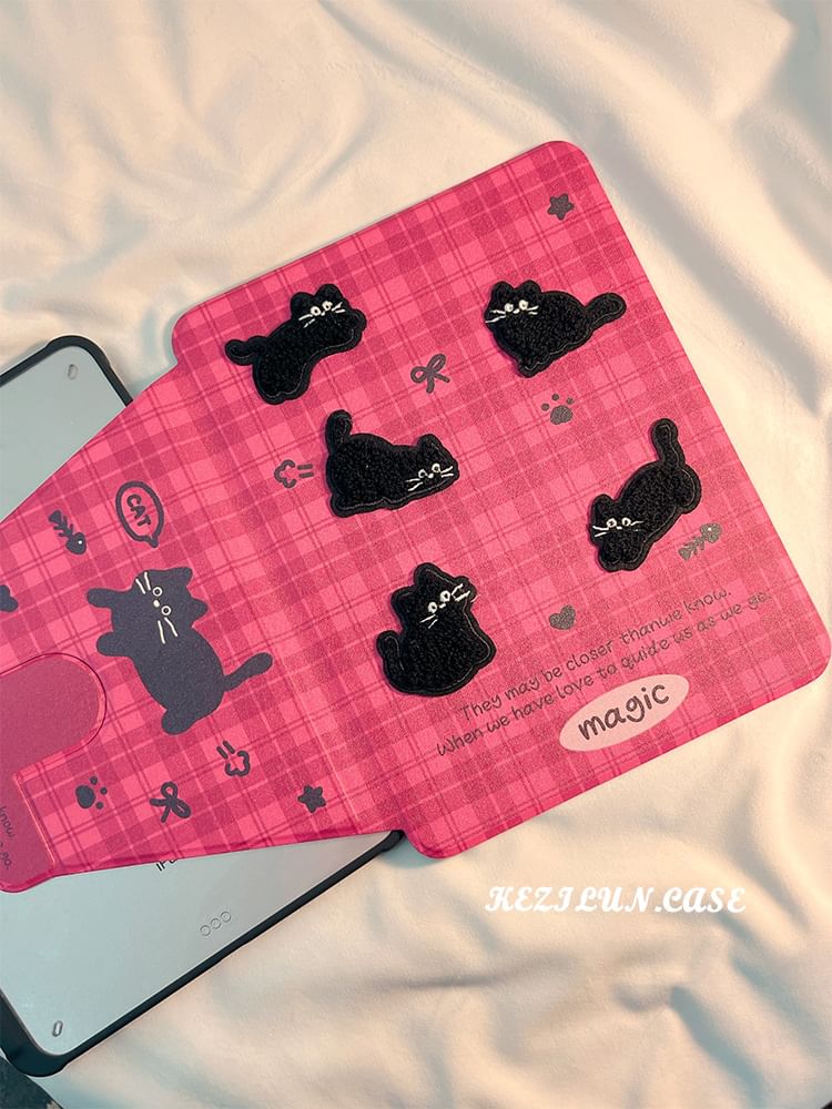 iPad-Hülle mit Katzen-Plaid