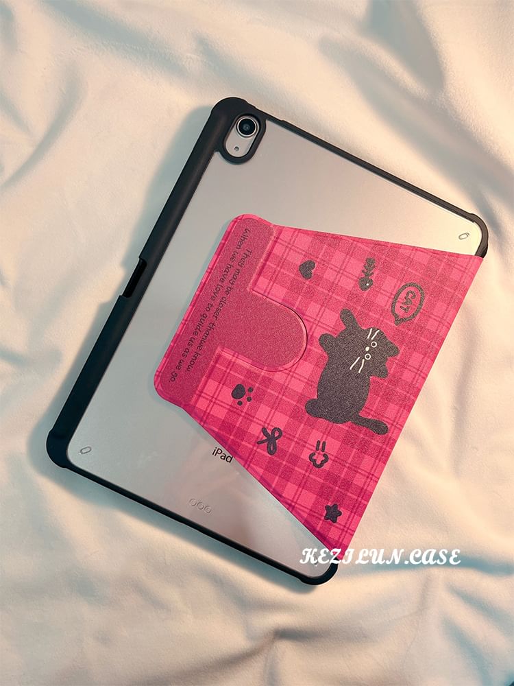 iPad-Hülle mit Katzen-Plaid