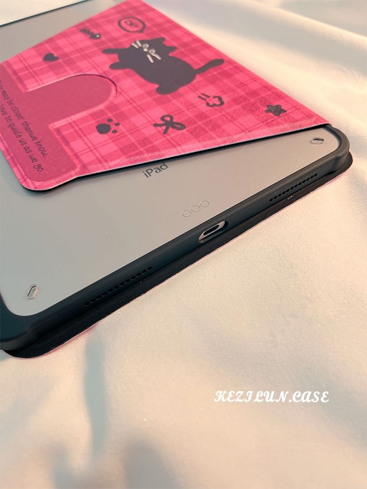 iPad-Hülle mit Katzen-Plaid
