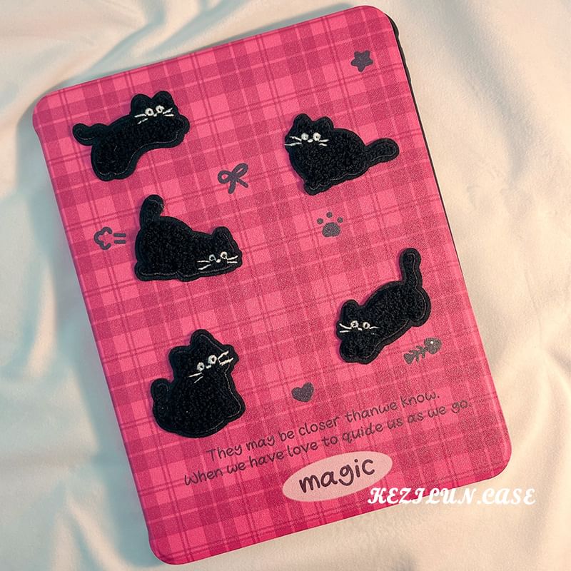 iPad-Hülle mit Katzen-Plaid