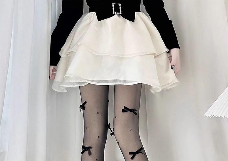 Tights Faux Pearl Bow