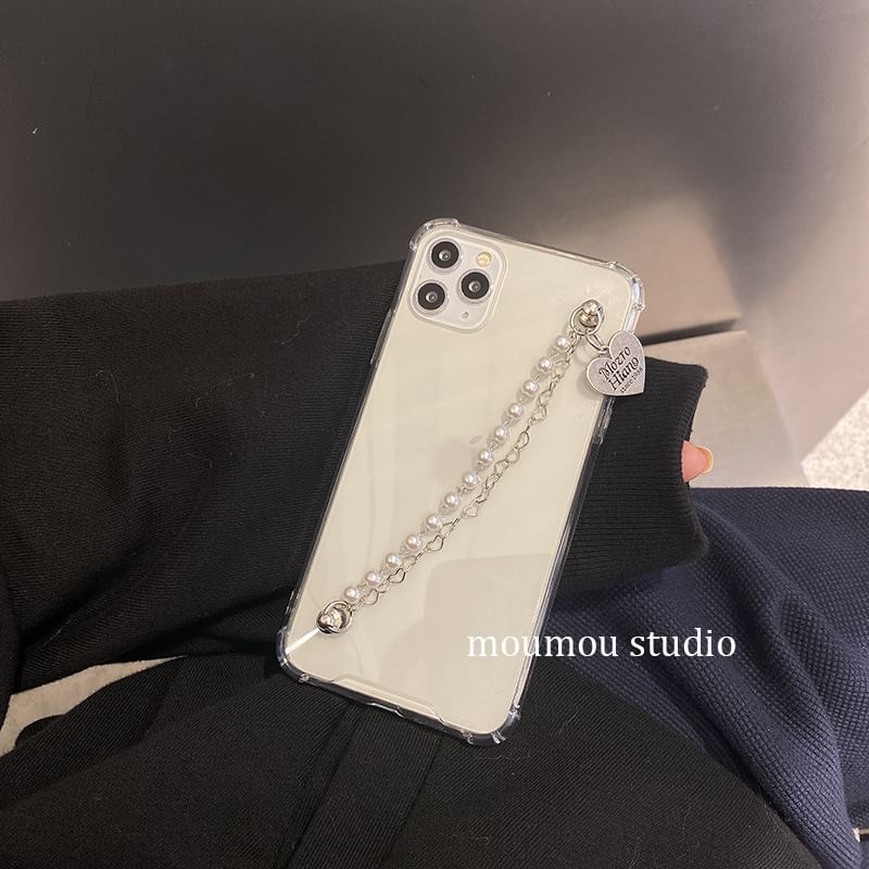 Strap Telefon Perle Herz Fall Faux