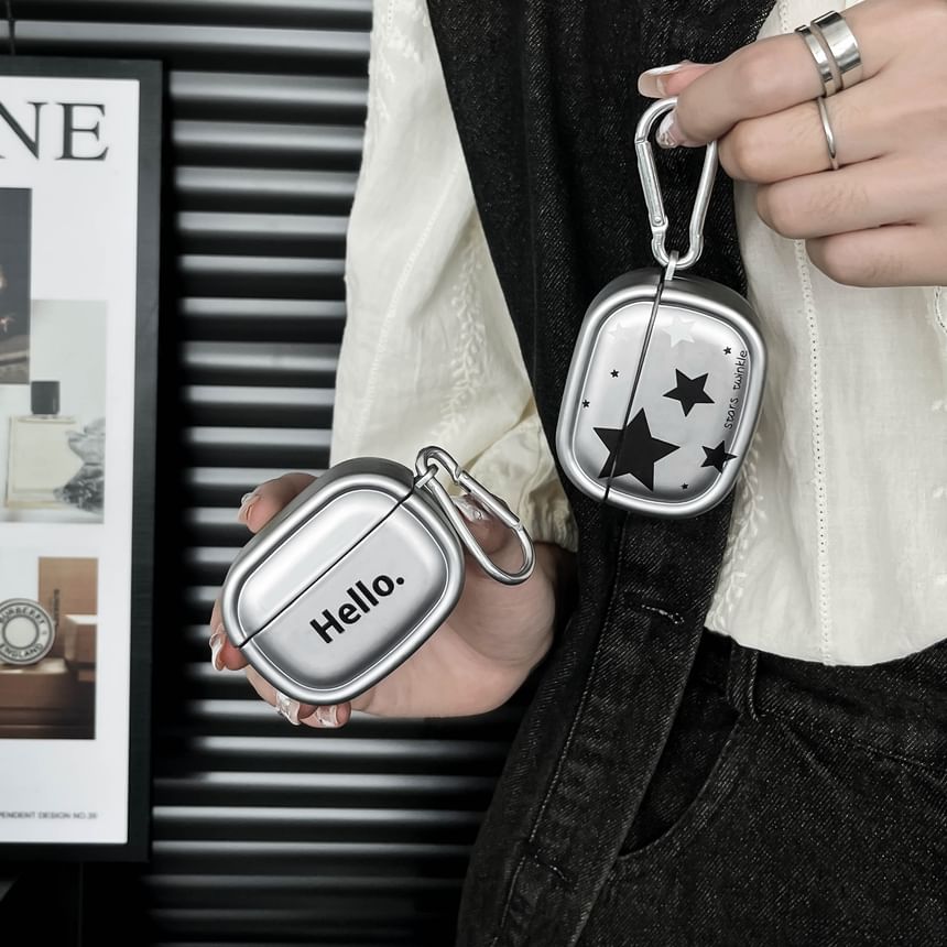 Metallic Star Earphone Case Cover with Charm - Compatible with AirPods and AirPods Pro