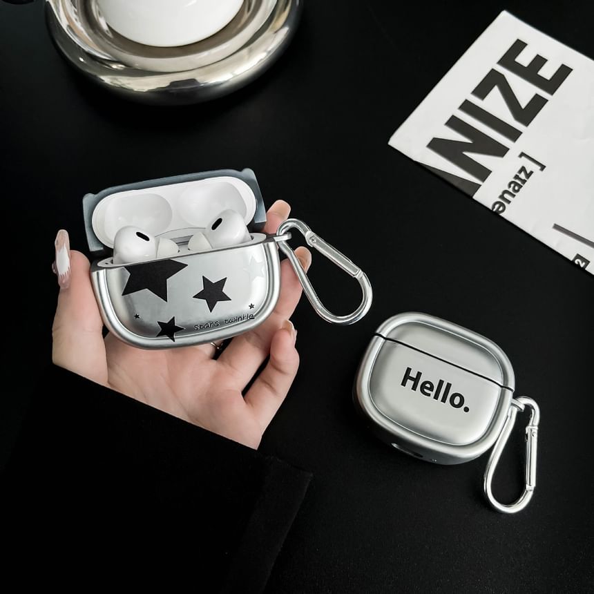 Metallic Star Earphone Case Cover with Charm - Compatible with AirPods and AirPods Pro