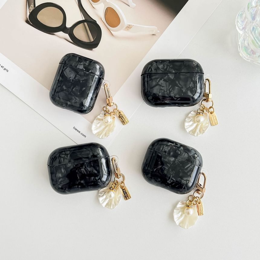 Shell Pattern Earphone Case Cover with Charm - Compatible with AirPods and AirPods Pro