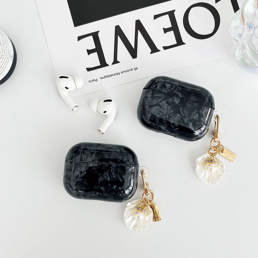 Shell Pattern Earphone Case Cover with Charm - Compatible with AirPods and AirPods Pro