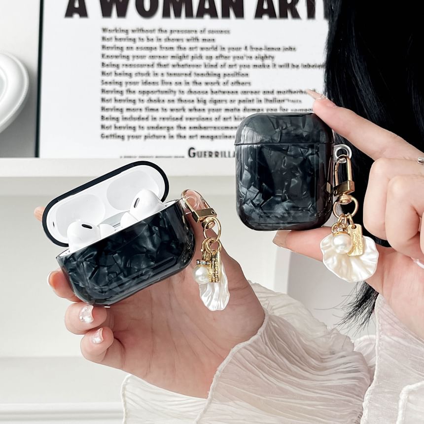 Shell Pattern Earphone Case Cover with Charm - Compatible with AirPods and AirPods Pro