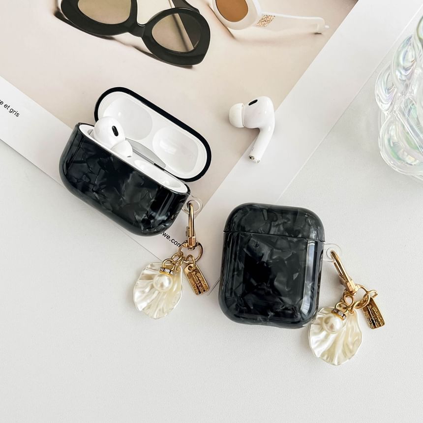 Shell Pattern Earphone Case Cover with Charm - Compatible with AirPods and AirPods Pro