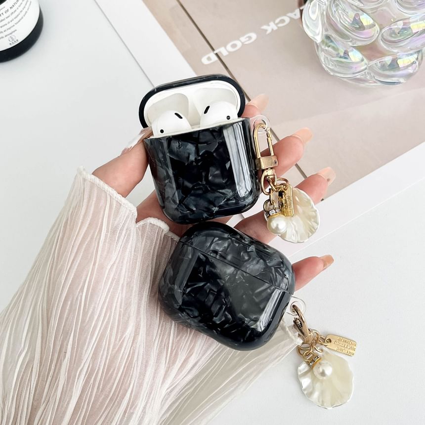 Shell Pattern Earphone Case Cover with Charm - Compatible with AirPods and AirPods Pro