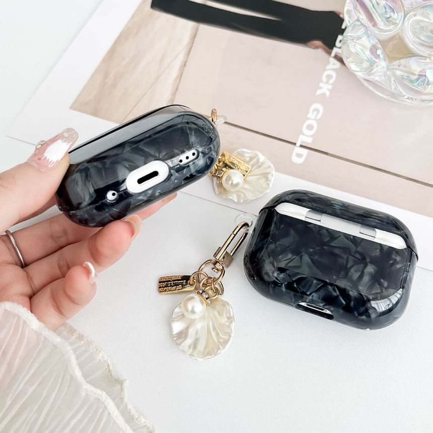 Shell Pattern Earphone Case Cover with Charm - Compatible with AirPods and AirPods Pro