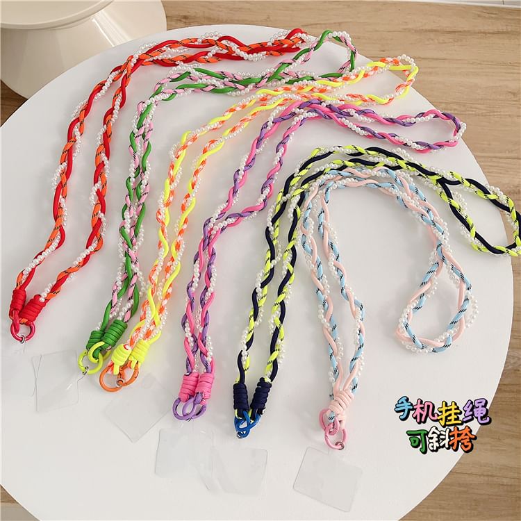 Pearl Braided Pad with Faux Lanyard Phone