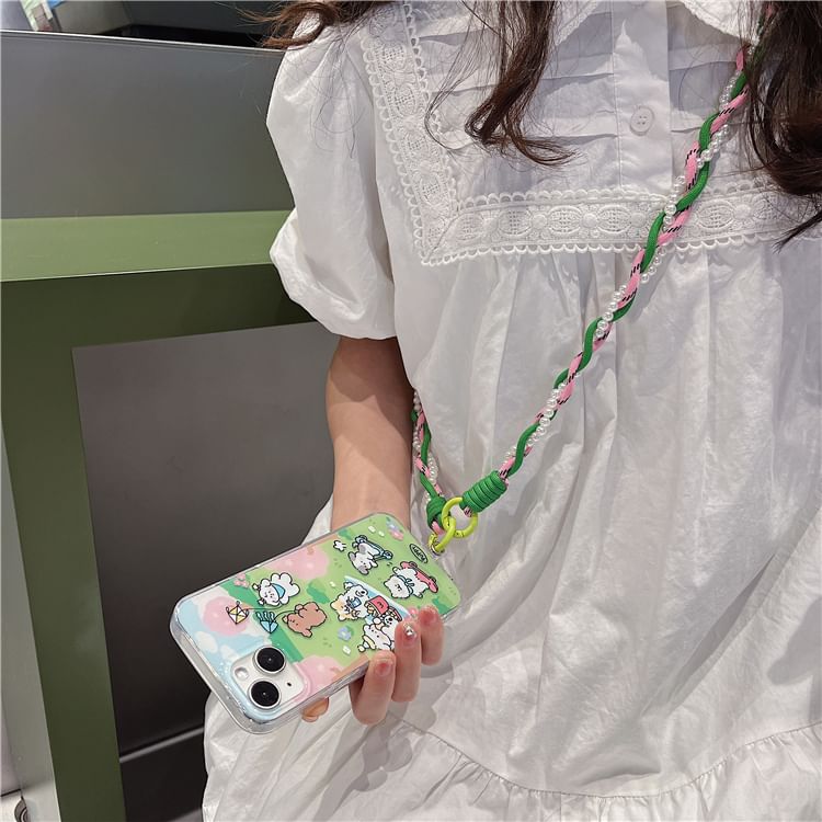 Pearl Braided Pad with Faux Lanyard Phone