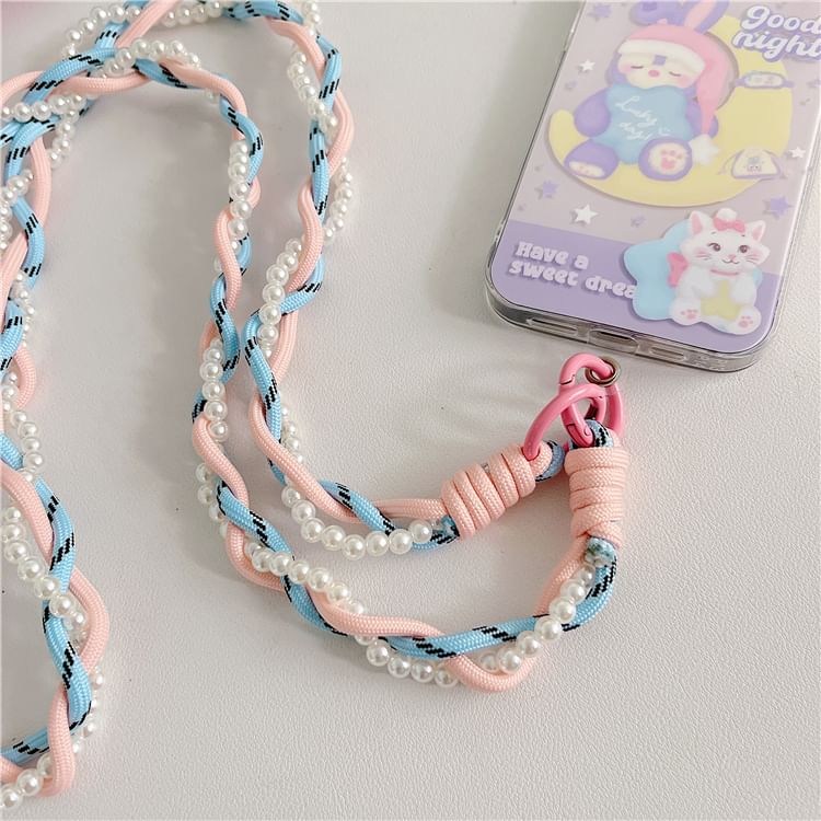Pearl Braided Pad with Faux Lanyard Phone
