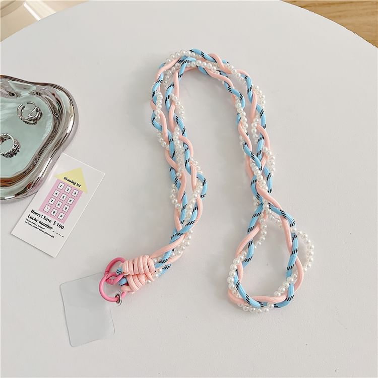 Pearl Braided Pad with Faux Lanyard Phone