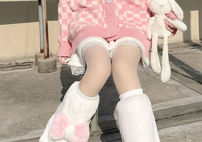 Fluffy Leg Bow Warmers