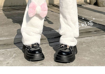 Fluffy Leg Bow Warmers