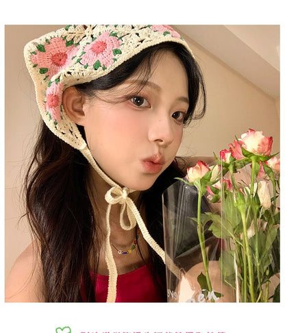 レース花柄スカーフかぎ針編み