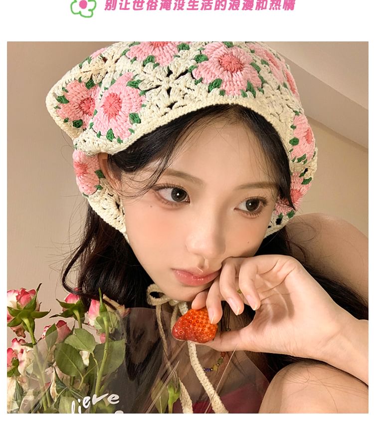 レース花柄スカーフかぎ針編み