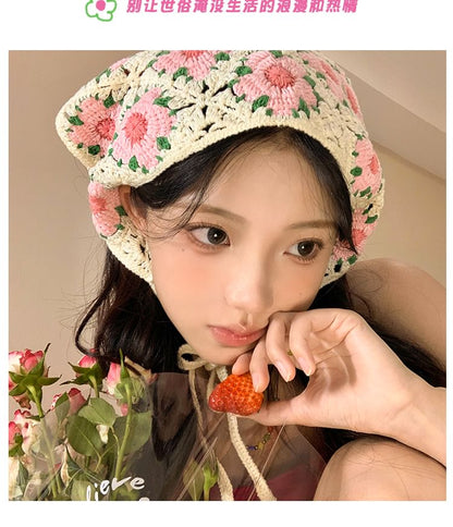 レース花柄スカーフかぎ針編み