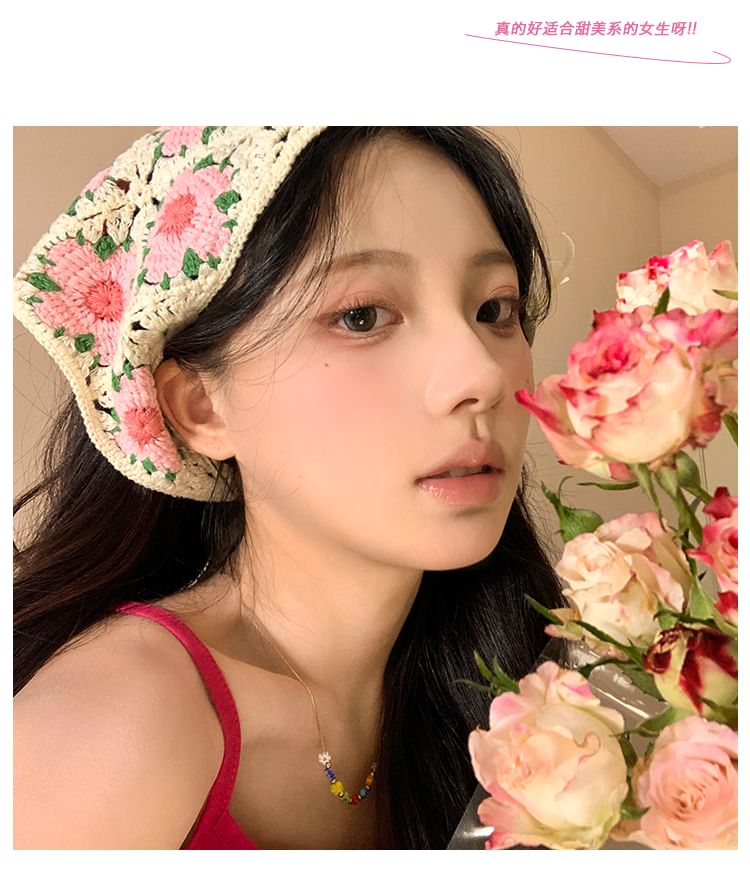 レース花柄スカーフかぎ針編み