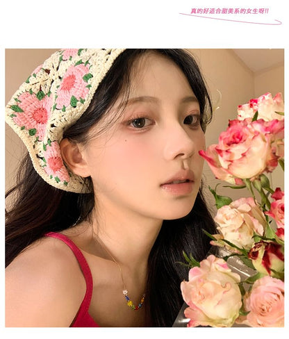 レース花柄スカーフかぎ針編み