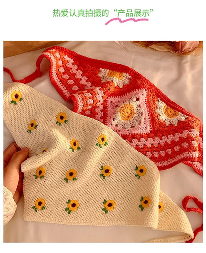 レース花柄スカーフかぎ針編み